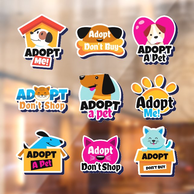 Autocollant Pour Fenêtre Collection Adoptez un salon pour chat ou chien (Feuille 2)