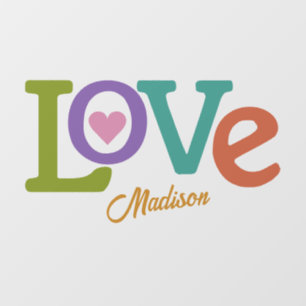 Autocollant Pour Fenêtre Colorful Love nom personnalisé