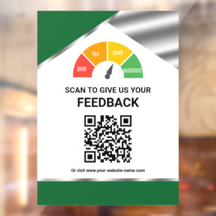 Autocollant Pour Fenêtre Commentaires client via QR Code sans contact Vert