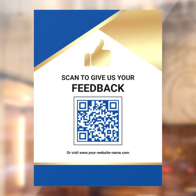 Autocollant Pour Fenêtre Commentaires des clients avec code QR or bleu roya (Feuille 2)