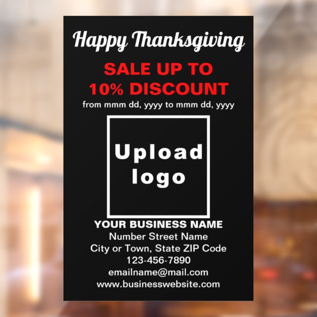 Autocollant Pour Fenêtre Commerce Thanksgiving Vente sur Black Window Cling (Feuille 2)