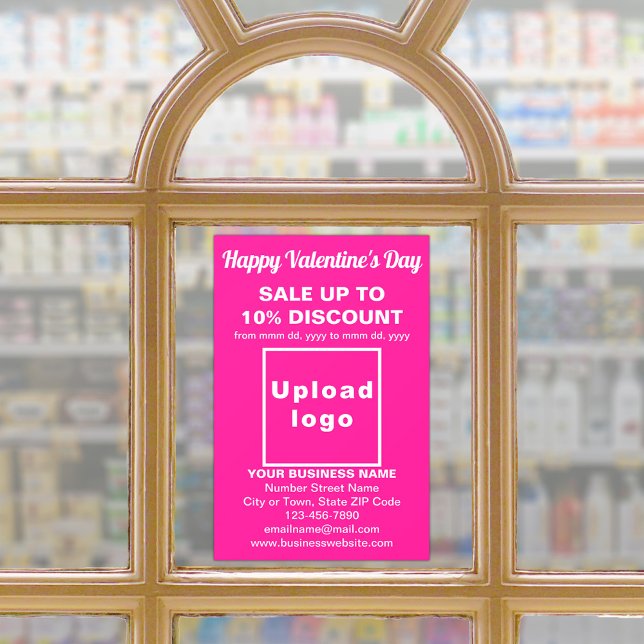 Autocollant Pour Fenêtre Commerce Valentine Vente sur Clou de fenêtre rose (Business Valentine sale on pink window cling. Signage to attract more customers.)