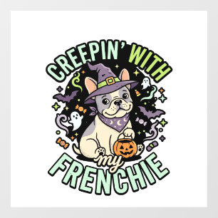 Autocollant Pour Fenêtre Compagnon effrayant Bouledogue français Halloween