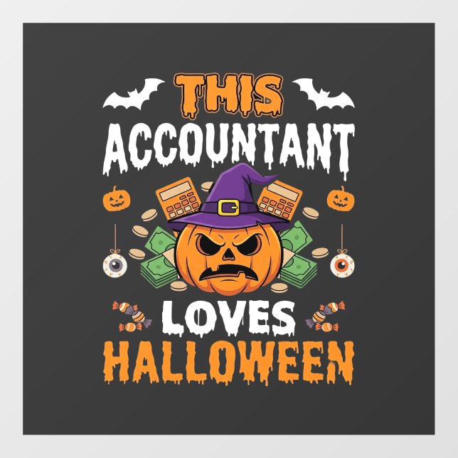 Autocollant Pour Fenêtre Comptable Aime Halloween Citrouille Comptable Desi (Feuille)