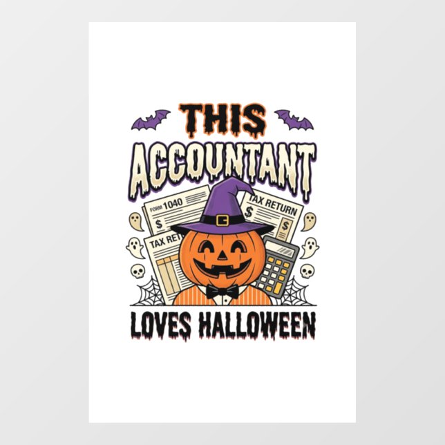 Autocollant Pour Fenêtre Comptable d'Halloween Drôle Saison fiscale effraya (Feuille)