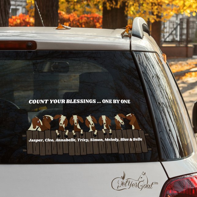 Autocollant Pour Fenêtre Compter vos bénédictions Rustique 8 chèvres sur cl (Créateur téléchargé)