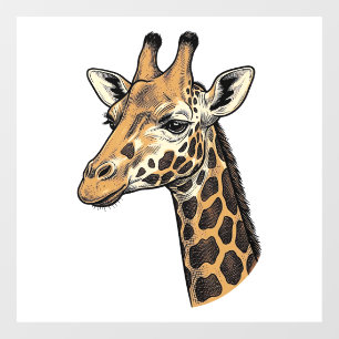 Autocollant Pour Fenêtre Conception de chemise de portrait de girafe gravur