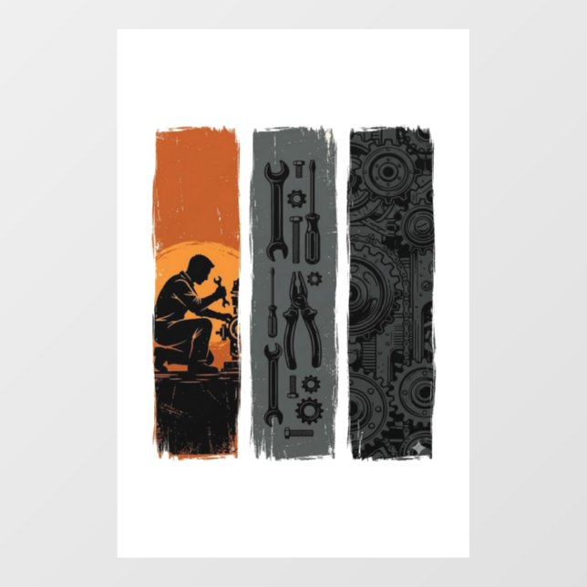 Autocollant Pour Fenêtre Conception de chemise triptyque d'outils de mécani (Feuille)
