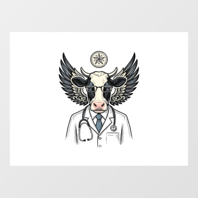 Autocollant Pour Fenêtre Conception de chemise vectorielle de vache de doct (Feuille)
