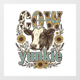 Autocollant Pour Fenêtre Conception de ferme de tournesol Yunkie vache vint