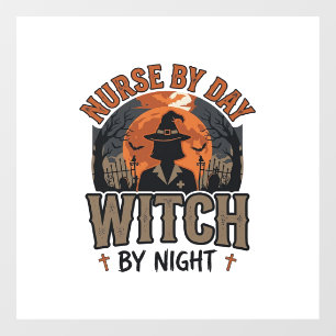 Autocollant Pour Fenêtre Conception de sorcière infirmière vintage Hallowee