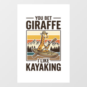 Autocollant Pour Fenêtre Conception de T-Shirt drôle vintage de kayak giraf