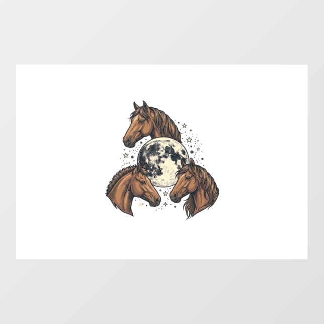 Autocollant Pour Fenêtre Conception de T-Shirt vectoriel de cheval de lune  (Feuille)