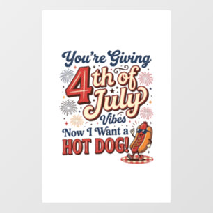 Autocollant Pour Fenêtre Conception de T-shirt vintage hot dog drôle du 4 j