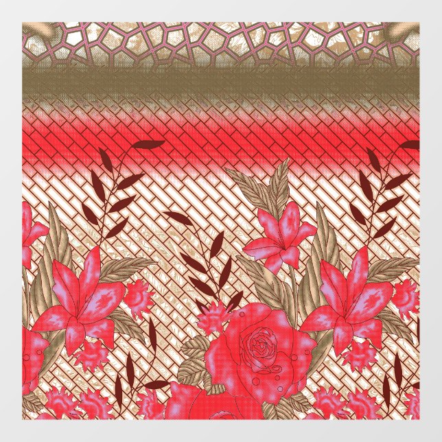 Autocollant Pour Fenêtre Conception de tissu complexe avec motifs floraux  (Feuille)