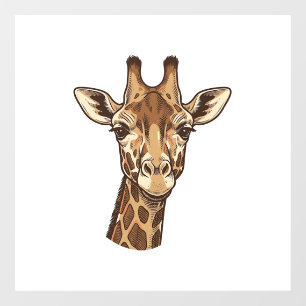 Autocollant Pour Fenêtre Conception vectorielle de tête de girafe gravée vi