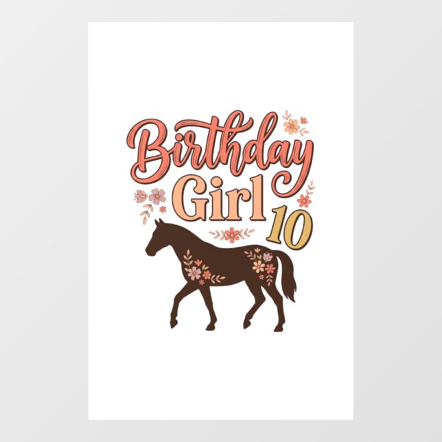 Autocollant Pour Fenêtre Conception vectorielle florale de cheval 10 pour f (Feuille)