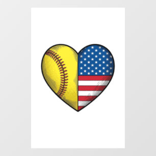 Autocollant Pour Fenêtre Conception vectorielle vintage de softball USA dra