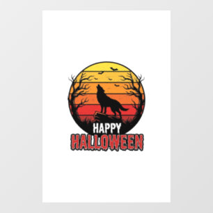 Autocollant Pour Fenêtre Conception vectorielle vintage loup hurlant joyeux