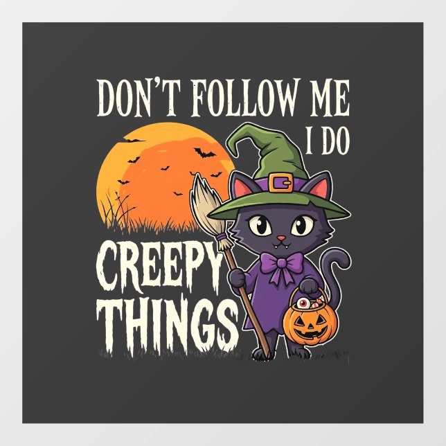 Autocollant Pour Fenêtre Conceptions de chat de sorcière d'Halloween de cho (Feuille)