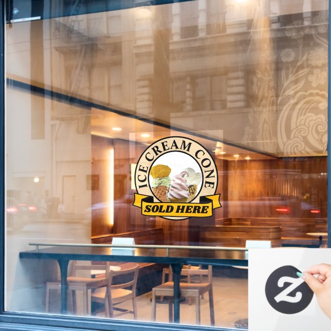 AUTOCOLLANT POUR FENÊTRE CÔNE DE GLACE (Fenêtre de café)