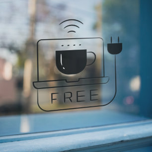 Autocollant Pour Fenêtre Connectez-moi au réseau WIFI gratuit Coffee Shop