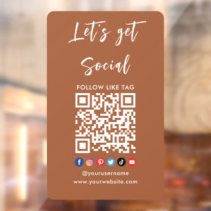 Autocollant Pour Fenêtre Connectez-vous à Us Qr Code Professional Terracott