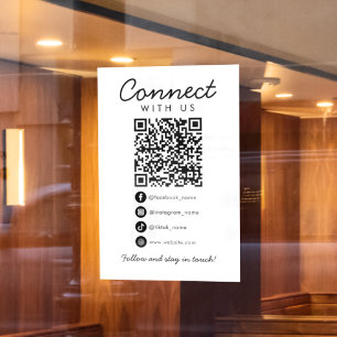 Autocollant Pour Fenêtre Connectez-vous avec nous Code QR des médias sociau