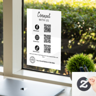 Autocollant Pour Fenêtre Connectez-vous avec nous Code QR des médias sociau