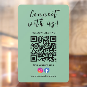 Autocollant Pour Fenêtre Connectez-vous avec nous Facebook Instagram Qr Cod