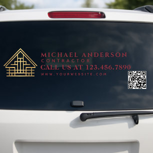 Autocollant Pour Fenêtre Construction de maison minimaliste QR de camion de