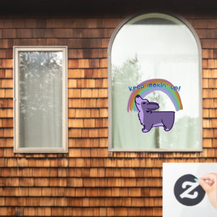 Autocollant Pour Fenêtre "Continuez À Regarder !" Cute Corgi Arc-en-Ciel Cl