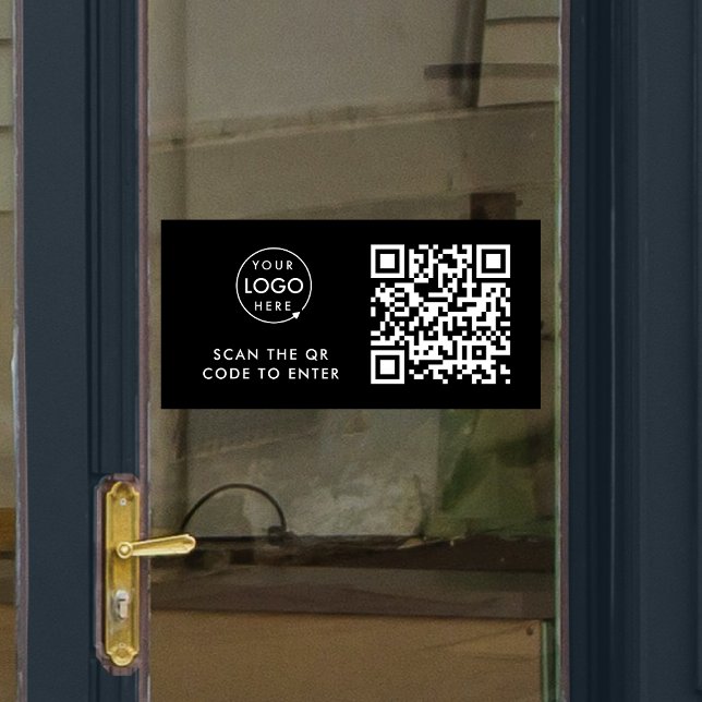 Autocollant Pour Fenêtre Contrôle d'accès | Code QR Logo Entreprise Noir (Créateur téléchargé)