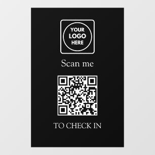 Autocollant Pour Fenêtre Contrôle d'arrivée personnalisé QR noir   Affichag