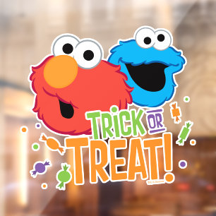 Autocollant Pour Fenêtre Cookie Monster et Elmo - Tricoter ou traiter