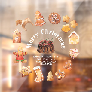 Autocollant Pour Fenêtre Cookies de Noël Saison de Vacances Boulangerie Déc