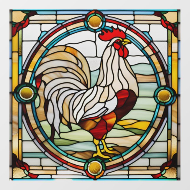 Autocollant Pour Fenêtre Coq En Verre Trait Faux (Feuille)