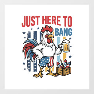 Autocollant Pour Fenêtre Coq Patriotique Feu d'Artifice Vintage Design de T