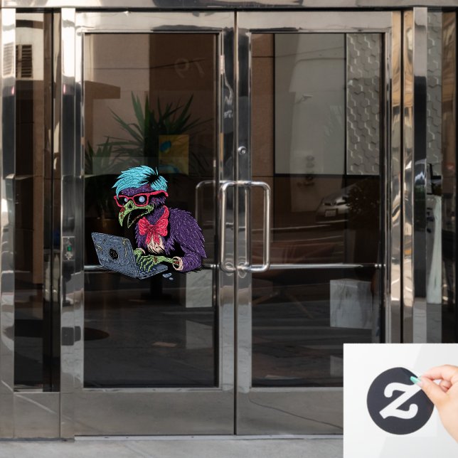 Autocollant Pour Fenêtre Corbeau d'ordinateur zombie (Porte de bureau)