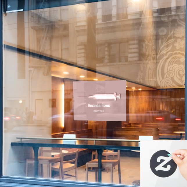 Autocollant Pour Fenêtre Cosmetologiste Syringe Botox Injections SPA Rose (Fenêtre de café)