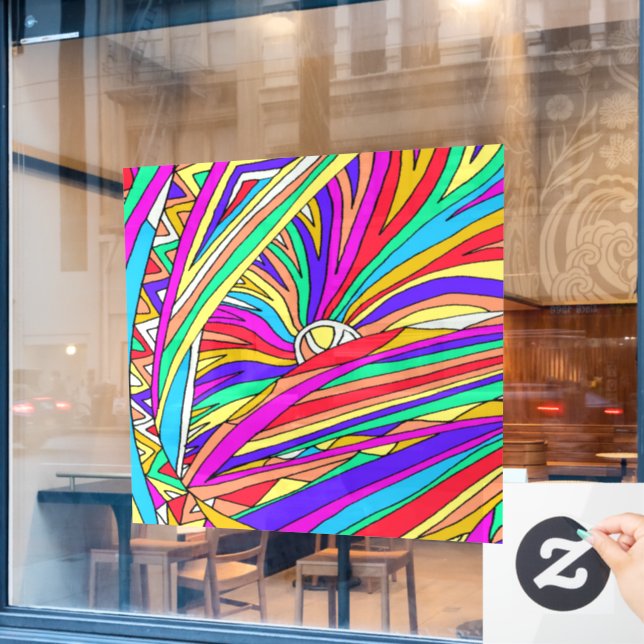 Autocollant Pour Fenêtre Coucher de soleil Abstrait (Fenêtre de café)