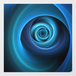 Autocollant Pour Fenêtre Couleurs bleu spirale 3D Art Abstrait fractal mode