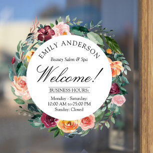 Autocollant Pour Fenêtre Couronne de fleurs de rose d'automne d'affaires