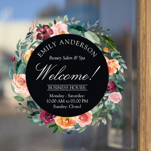 Autocollant Pour Fenêtre Couronne de fleurs de rose d'automne d'affaires