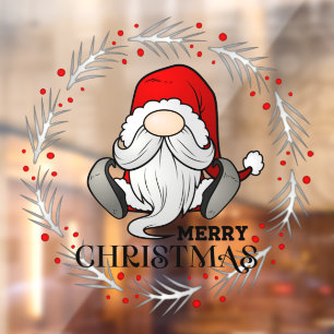 Autocollant Pour Fenêtre Couronne de Noël du Père Noël Gnome