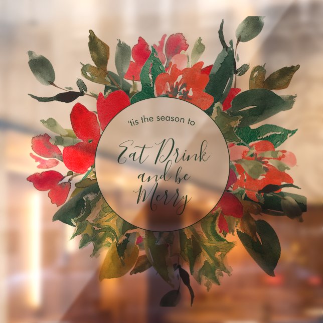 Autocollant Pour Fenêtre Couronne de Noël Fleur Vert  (Feuille 2)