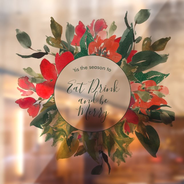 Autocollant Pour Fenêtre Couronne de Noël florale verte  (Feuille 2)