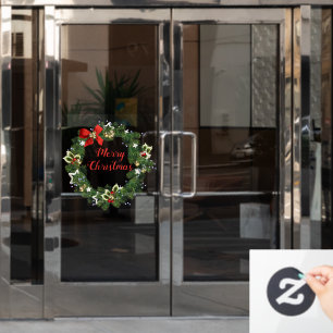 Autocollant Pour Fenêtre Couronne de Noël Joyeux Noël devanture