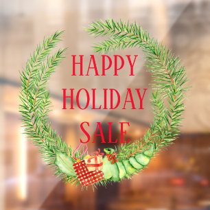 Autocollant Pour Fenêtre couronne de Noël rétro vintage vente joyeux Noël
