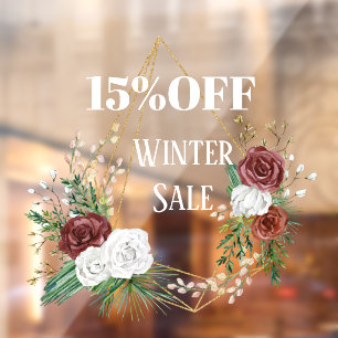 Autocollant Pour Fenêtre couronne florale géométrique boho bordeaux vente d